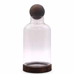 Grand Terarium Bouchon Boule sur Bois de Tung Foncé - 16x32cm