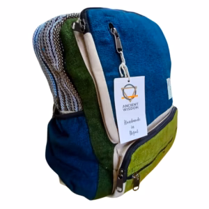 Boxy Hemp Backpack - Teal & Sage - Large