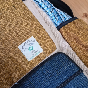 Boxy Hemp Backpack - Teal & Tumeric - Large