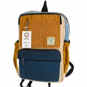 Ryggsekk I Hamp - Teal & Tumeric Stor