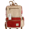 Mochila Grande de Cáñamo con Forma Cuadrada - Vino y Crema - Imagen 2