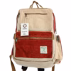 Mochila Grande de Cáñamo con Forma Cuadrada - Vino y Crema