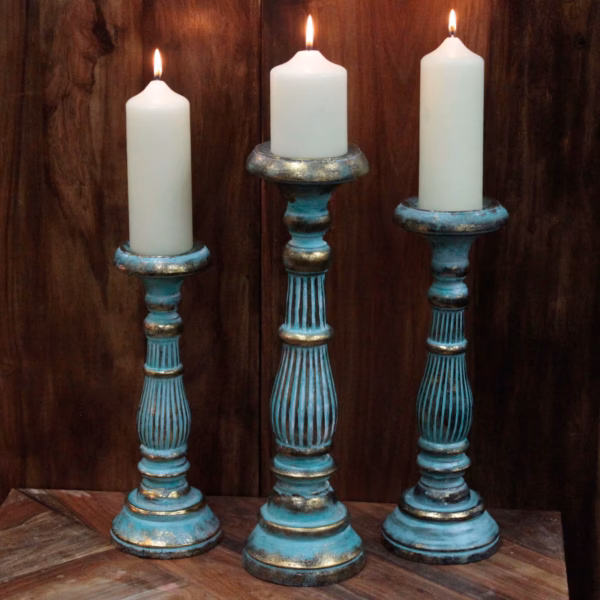 Large Candle Stand - Turquois Gold - Image 3
