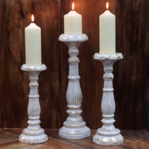 Candle Stand - White Gold - Large