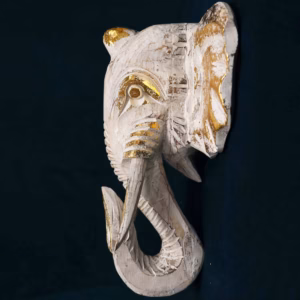 Elephant Head - Gold & Whitewash - Large
