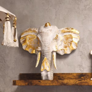 Elephant Head - Gold & Whitewash - Large