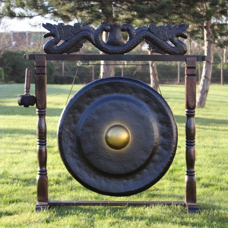 Large-Gong-in-Brown-Antique-Stand-80cm-Black