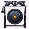 Gran Gong de Meditación en Soporte Marrón Antiguo - 80cm - Negro - Imagen 3