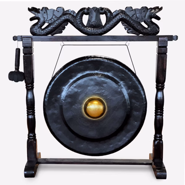 Gongong I Brunt, Antikt Stativ - 80 cm - Svart Stor - Bilde 3