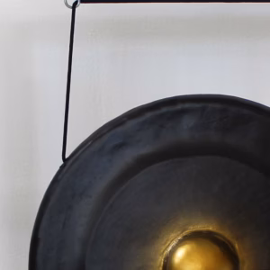Gong in Brown Antique Stand - Black - Large