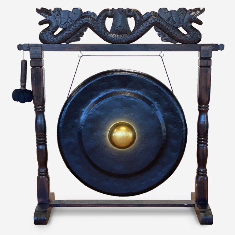 Large-Gong-in-Brown-Antique-Stand-80cm-Black