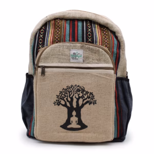 Rugzak - Hemp - Bohdiboom Ontwerp - Gemengde Kleuren - Groot
