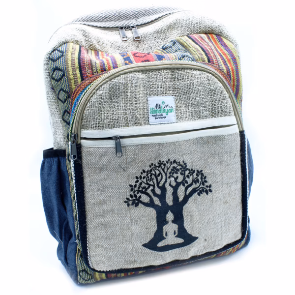 Mochila Grande de Cáñamo - Diseño Árbol de Bohdi