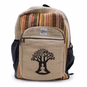 Rugzak - Hemp - Bohdiboom Ontwerp - Gemengde Kleuren - Groot