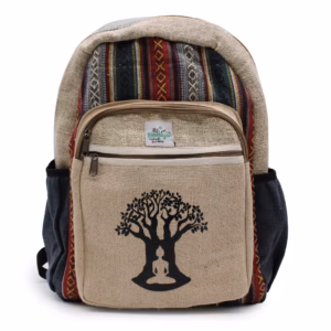 Rugzak - Hemp - Bohdiboom Ontwerp - Gemengde Kleuren - Groot