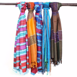 Store Indiske Bohoskjerf - 75x180cm - Random Blues