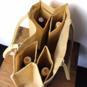 Jute - Einkaufstasche mit Flaschenhalter - Groß