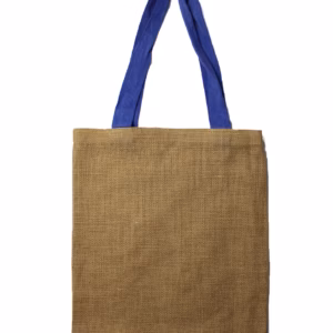 Large Jute Tote Bag - Blue Colour Handle