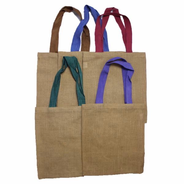 Large Jute Tote Bag - Brown Colour Handle - Image 2