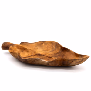 Cuenco de Frutas de Madera de Teak en Forma de Hoja Grande
