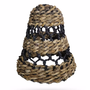 Naturlig Lampeskjerm Av Bananblad Og Hitam Raffia - H:36xd:34Cm