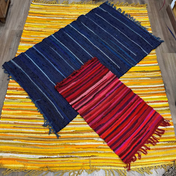 Large Rag Rug - 150x90cm - premium quality - Natural Greens - Image 4