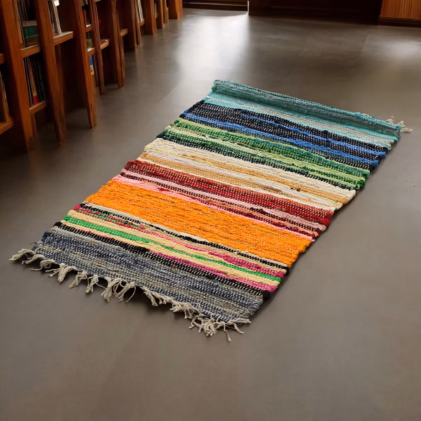 Large Rag Rug - 150x90cm - premium quality - Rainbow Colours - Image 4