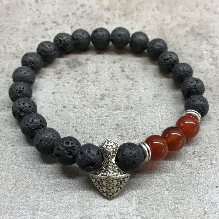 Lava-Stone-Bracelet-Axe-head-Carnelian