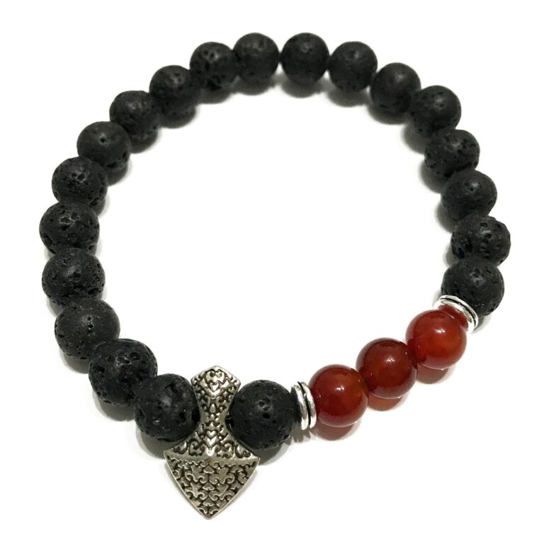 Lava-Stone-Bracelet-Axe-head-Carnelian