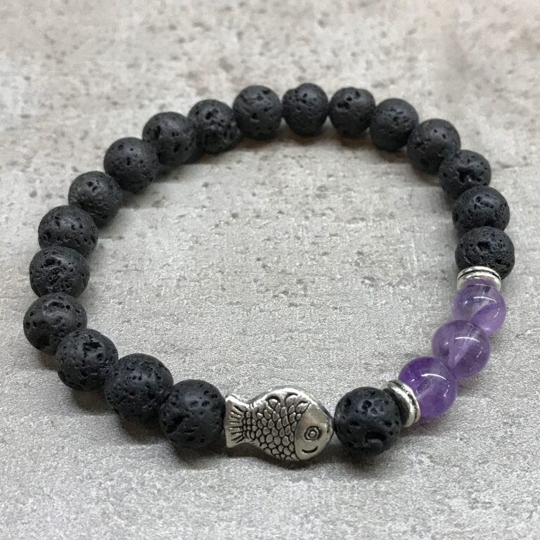Lava-Stone-Bracelet-Fish-Amethyst