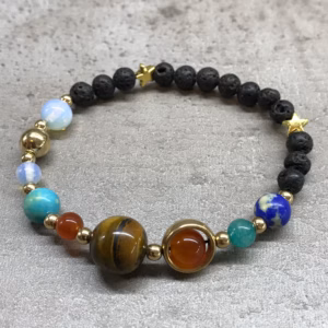 Bracelet Pierre de Lave - Système Solaire Or