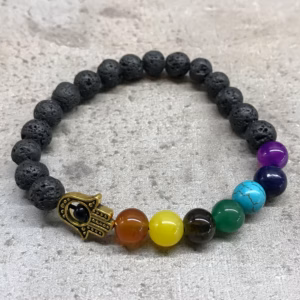 Lava Stone Bracelet - Hamsa Chakra