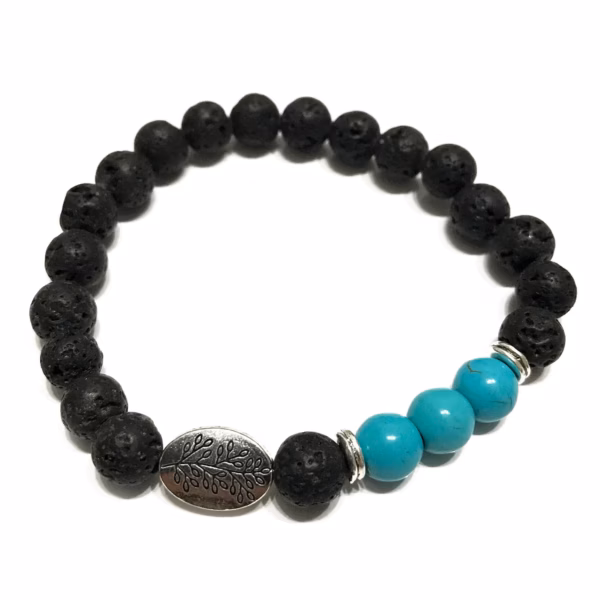 Armbånd Av Lavastein - Leaf Turquoise