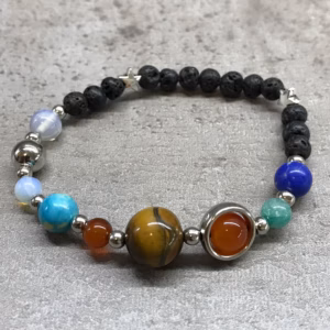 Pulseras de Piedra de Lava - Sistema Solar - Plata