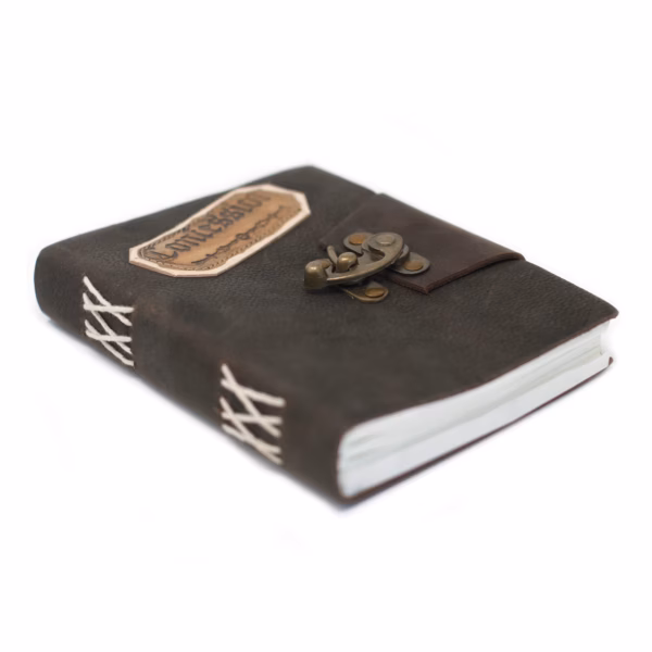 Carnet En Cuir Noir Confessions Avec Verrou (7x5")