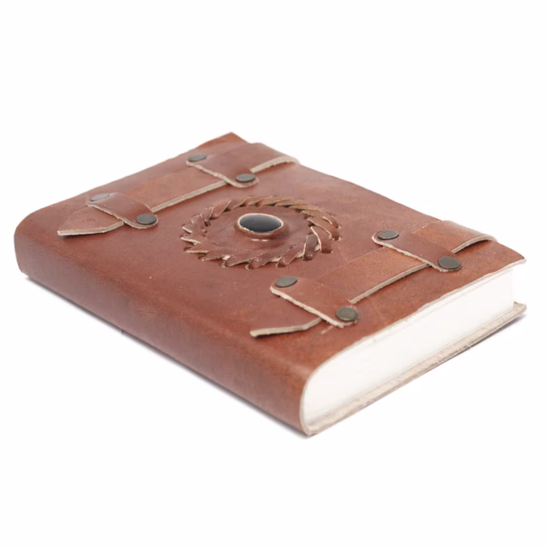 Lær Svart Onyx med Belter Notatbok 15x10 cm - Bilde 2