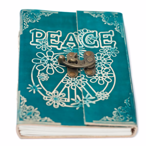 Lærbok I Grønn Peace With Lock (18x13 cm) - Bilde 2