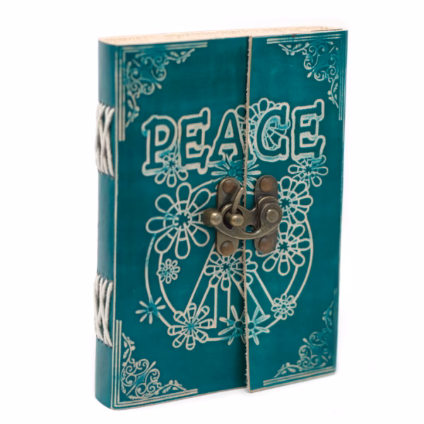 Lærbok I Grønn Peace With Lock (18x13 cm) - Bilde 4
