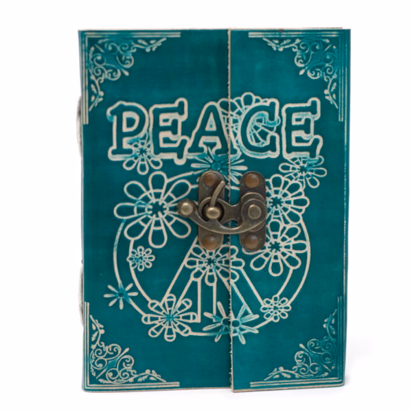 Lærbok I Grønn Peace With Lock (18x13 cm) - Bilde 5
