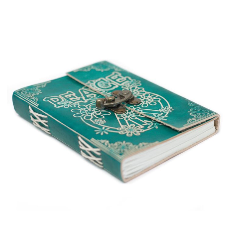 Leather-Green-Peace-with-Lock-Notebook-18x13-cm