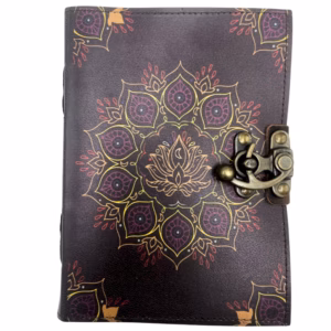 Leather Lotus Mandala Deckle-edge Notebook - 7x5"