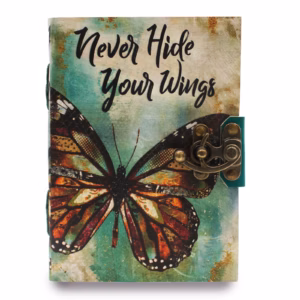 "Never Hide Your Wings" Notatbok I Lær med Dekkkant (7x5")