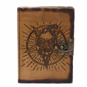 Ledernotizbuch - Pentagramm & Totenkopf - 18x13cm