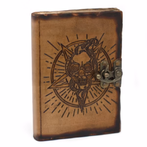 Ledernotizbuch - Pentagramm & Totenkopf - 18x13cm