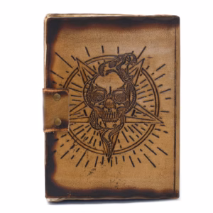 Ledernotizbuch - Pentagramm & Totenkopf - 18x13cm