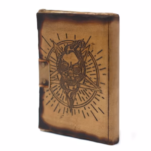 Ledernotizbuch - Pentagramm & Totenkopf - 18x13cm