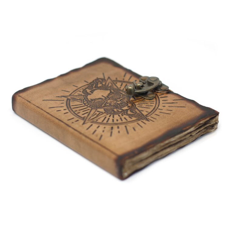 Leather-Pentagon-Skull-with-Burns-Detail-Notebook-18x13-cm
