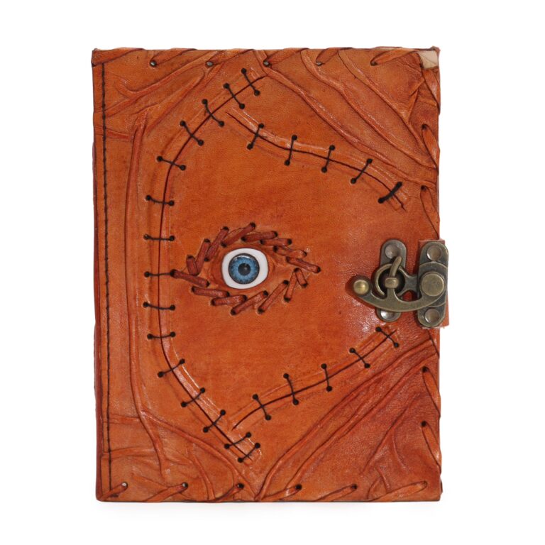 Light-Brown-Tan-Book-Evil-Eye-Decor-160-Deckle-Edges-Pages-20x15cm