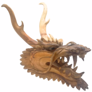 Live Size Dragon Head Carving - 30cm