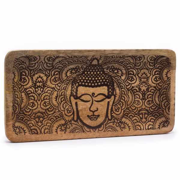 Lang Bakke 30X15X2,5Cm - Buddha Ansigt Sort Indgraveret